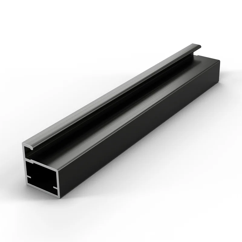 অ্যালুমিনিয়াম স্লিম প্রোফাইল বার (aluminium slim profile), 21.3 × 23 মিমি, ব্রাশ পলিশ ব্ল্যাক ফিনিশ, 3D ছবি